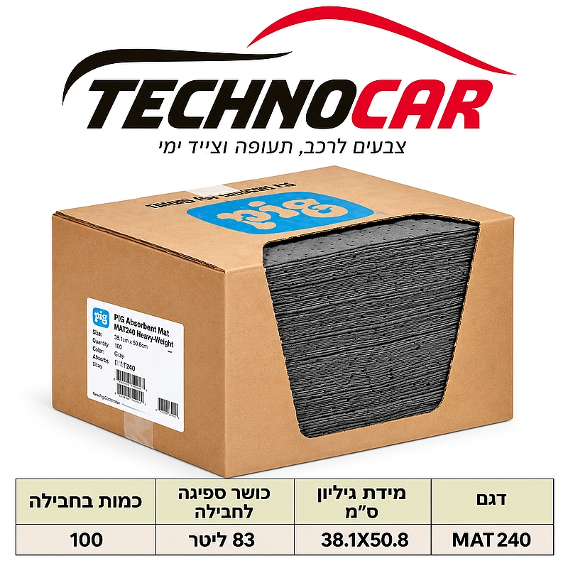 סופג סופח שמנים ונוזלים 1 רפידה  38.1 ס"מ * 50.8 ס"מ PIG