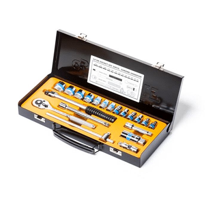 סט בוקסות דרייב "3/8, 20 חלקים 6-22 מ"מ קופסת מתכת