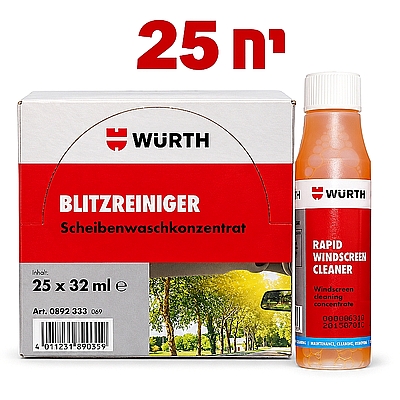 נוזל תוסף שמשות מרוכז וירט 32 מל קרטון 25 יח WURTH